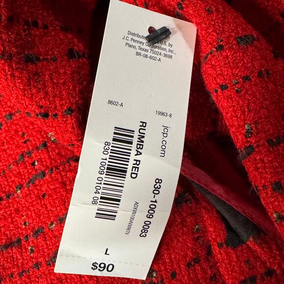 Worthington Large Tweed Blazer Jacket Open-Front Fringe Long Sleeve Lightweight - Picture 8 of 9